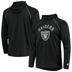 Las Vegas Raiders Starter Raglan Long Sleeve Hoodie T-Shirt - Black Hoodies