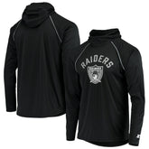 Las Vegas Raiders Starter Throwback Raglan Hoodie Long Sleeve T-Shirt - Black Hoodies