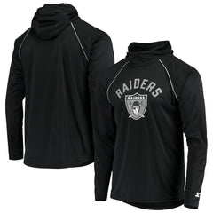 Las Vegas Raiders Starter Throwback Raglan Hoodie Long Sleeve T-Shirt - Black Hoodies
