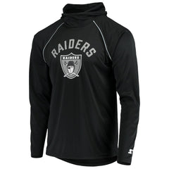 Las Vegas Raiders Starter Throwback Raglan Hoodie Long Sleeve T-Shirt - Black Hoodies
