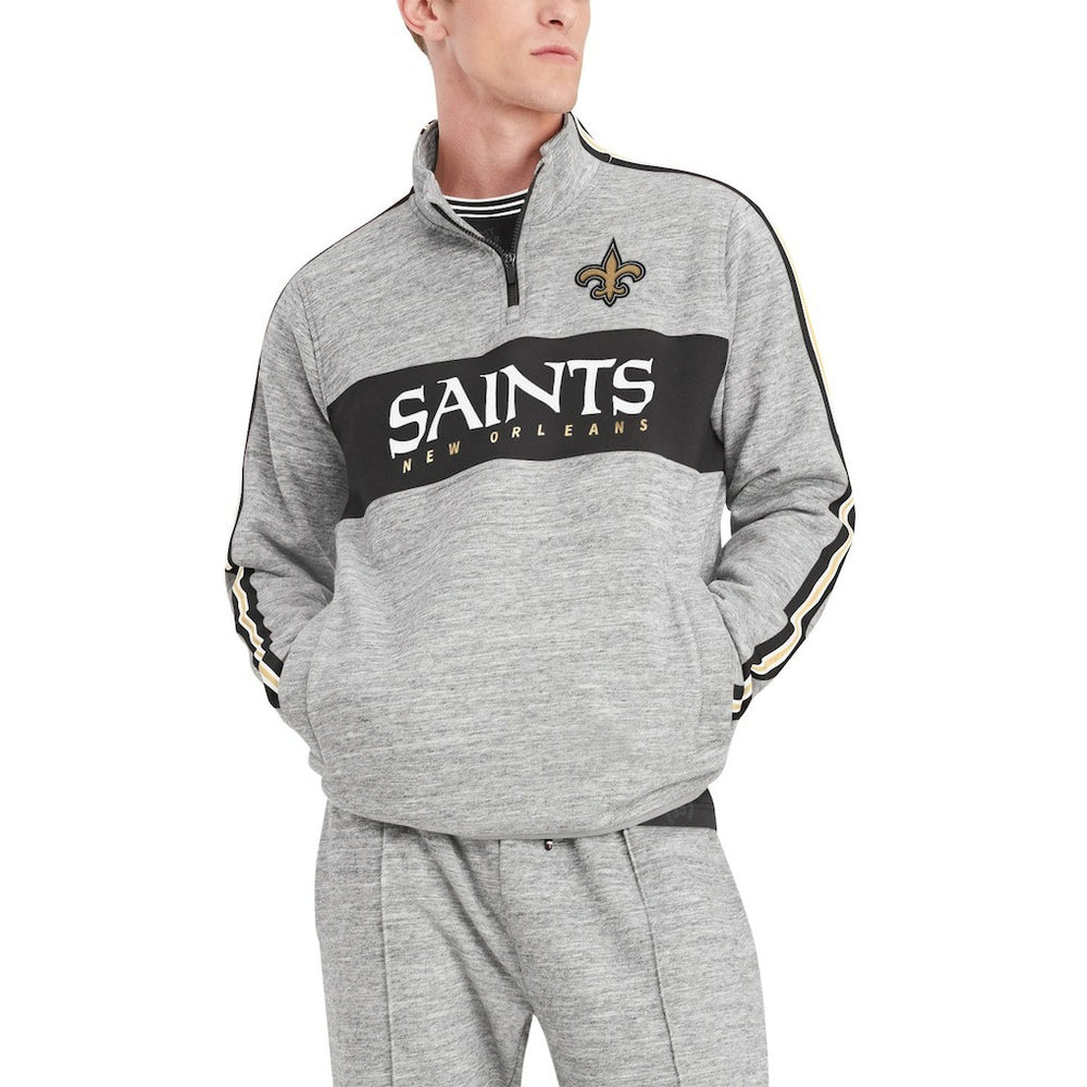 New Orleans Saints Tommy Hilfiger Mario Quarter-Zip Jacket - Heathered Gray Jackets