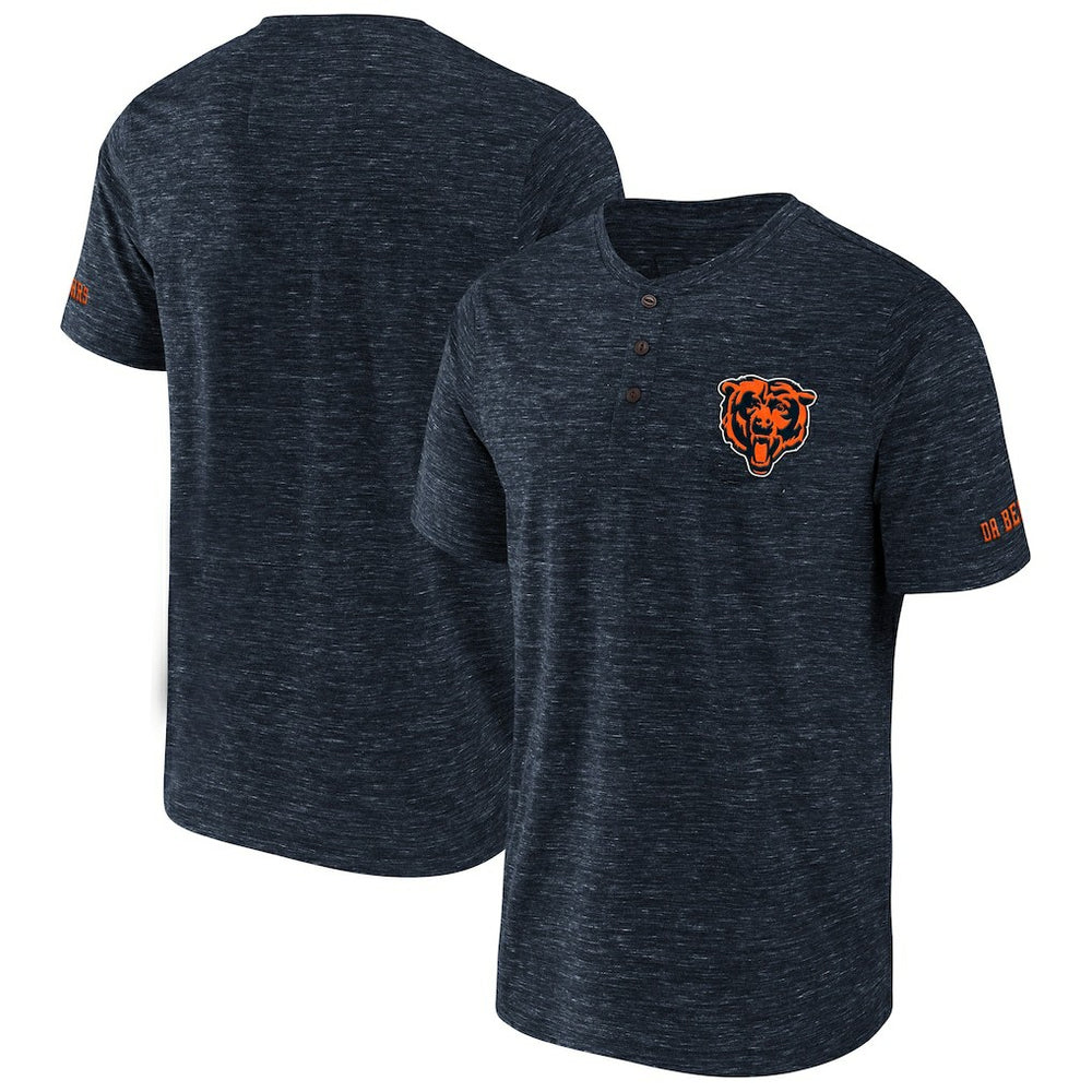 Chicago Bears NFL x Darius Rucker Collection Slub Henley T-Shirt - Navy T-shirts