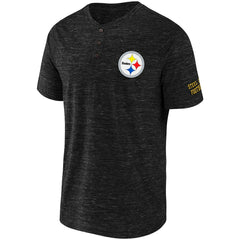 Pittsburgh Steelers NFL x Darius Rucker Collection Slub Henley T-Shirt - Black T-shirts
