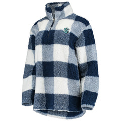 Seattle Kraken G-III 4Her by Carl Banks Women's Plaid Sherpa Quarter-Zip Jacket - Deep Sea Blue/White | US 4288009