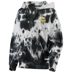 Minnesota Vikings DKNY Sport Women's Dakota Oversized Tie-Dye Half-Zip Hoodie - White/Black Hoodies