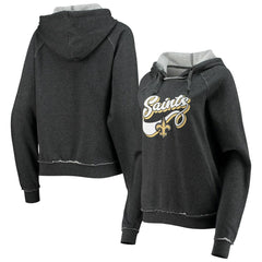 New Orleans Saints New Era Women's Script Fleece Raglan Pullover Hoodie - Charcoal Hoodies