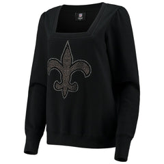 New Orleans Saints Cuce Women's Winners Square Neck Pullover Sweatshirt - Black Pullover