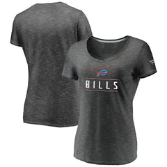 Buffalo Bills Women's League Leader Space Dye V-Neck T-Shirt - Charcoal T-shirts