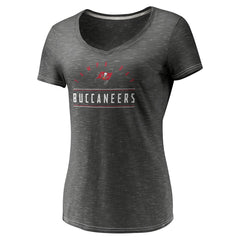 Tampa Bay Buccaneers Women's League Leader Space Dye V-Neck T-Shirt - Charcoal T-shirts