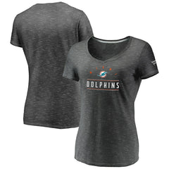 Miami Dolphins Women's League Leader Space Dye V-Neck T-Shirt - Charcoal T-shirts
