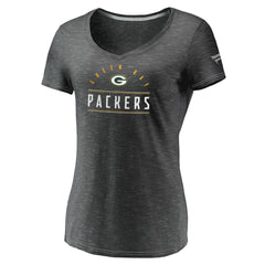 Green Bay Packers Women's League Leader Space Dye V-Neck T-Shirt - Charcoal T-shirts