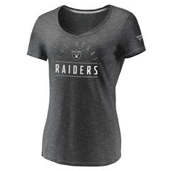 Las Vegas Raiders Women's League Leader Space Dye V-Neck T-Shirt - Charcoal T-shirts
