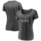 New Orleans Saints Women's League Leader Space Dye V-Neck T-Shirt - Charcoal T-shirts