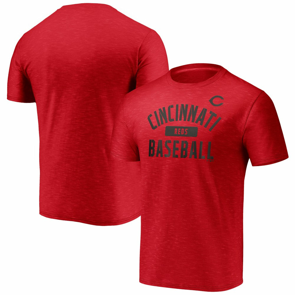 Cincinnati Reds Fanatics Primary Pill Space Dye T-Shirt - Red T-shirts