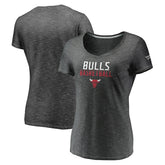 Chicago Bulls Women's Double-Fade Space-Dye V-Neck T-Shirt Charcoal - Fanatics