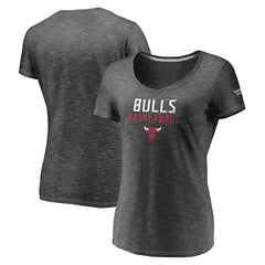 Chicago Bulls Women's Double-Fade Space-Dye V-Neck T-Shirt Charcoal - Fanatics