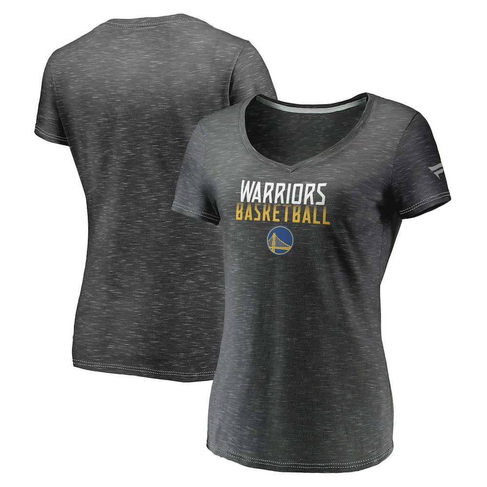 Golden State Warriors Women's Double-Fade Space-Dye V-Neck T-Shirt Charcoal - Fanatics