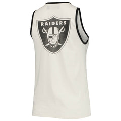 Las Vegas Raiders Junk Food Women's Throwback Pop Binding Scoop Neck Tank Top - White/Black Tops