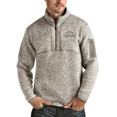 Los Angeles Chargers Antigua Alternate Logo Fortune Quarter-Zip Pullover Jacket - Oatmeal Pullover
