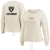 Las Vegas Raiders WEAR by Erin Andrews Women's Long Sleeve Crop Top Shirt - Oatmeal Tops