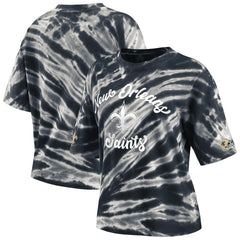 New Orleans Saints WEAR by Erin Andrews Women's Tie-Dye T-Shirt - Black T-shirts