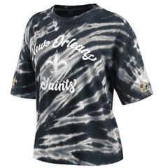 New Orleans Saints WEAR by Erin Andrews Women's Tie-Dye T-Shirt - Black T-shirts