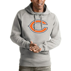 Chicago Bears Antigua Logo Victory Pullover Hoodie - Heathered Gray Hoodies