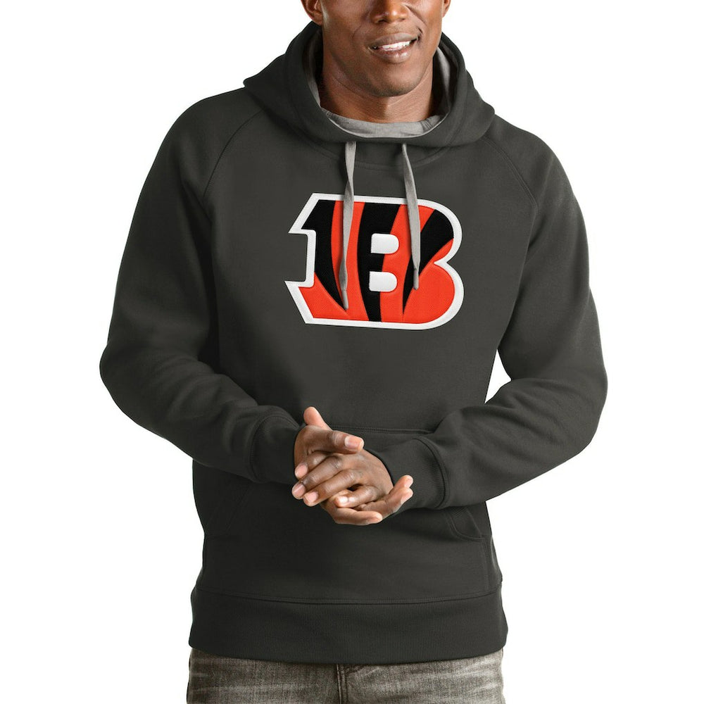 Cincinnati Bengals Antigua Victory Pullover Hoodie - Charcoal Hoodies