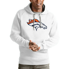 Denver Broncos Antigua Victory Pullover Hoodie - White Hoodies