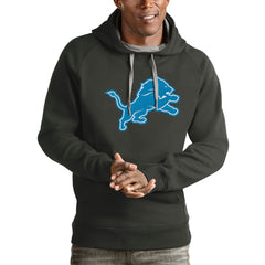 Detroit Lions Antigua Victory Pullover Hoodie - Charcoal Hoodies