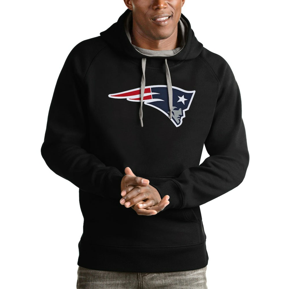 New England Patriots Antigua Victory Pullover Hoodie - Black Hoodies