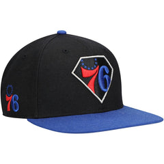 Philadelphia 76ers '47 75th Anniversary Carat Captain Snapback Hat Black/Royal - 47 brand
