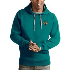 Jacksonville Jaguars Antigua Logo Victory Pullover Hoodie - Teal Hoodies