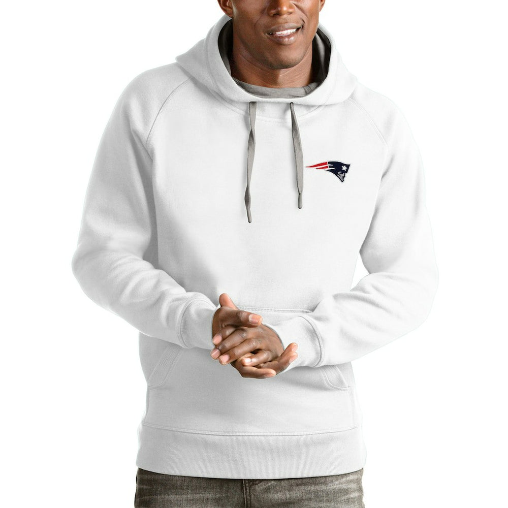 New England Patriots Antigua Logo Victory Pullover Hoodie - White Hoodies