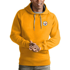 Pittsburgh Steelers Antigua Logo Victory Pullover Hoodie - Gold Hoodies