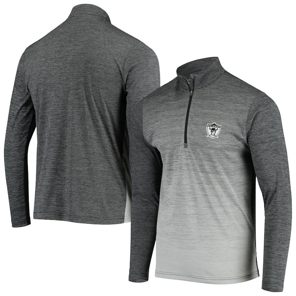 Las Vegas Raiders Antigua Throwback Cycle Quarter-Zip Jacket - Black/Heathered Gray Jackets