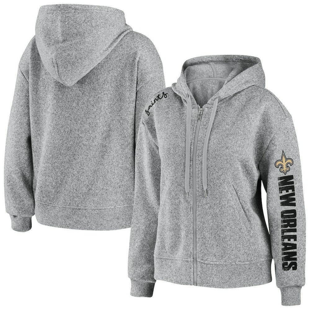 New Orleans Saints WEAR by Erin Andrews Women's Full-Zip Hoodie - Heathered Gray Hoodies