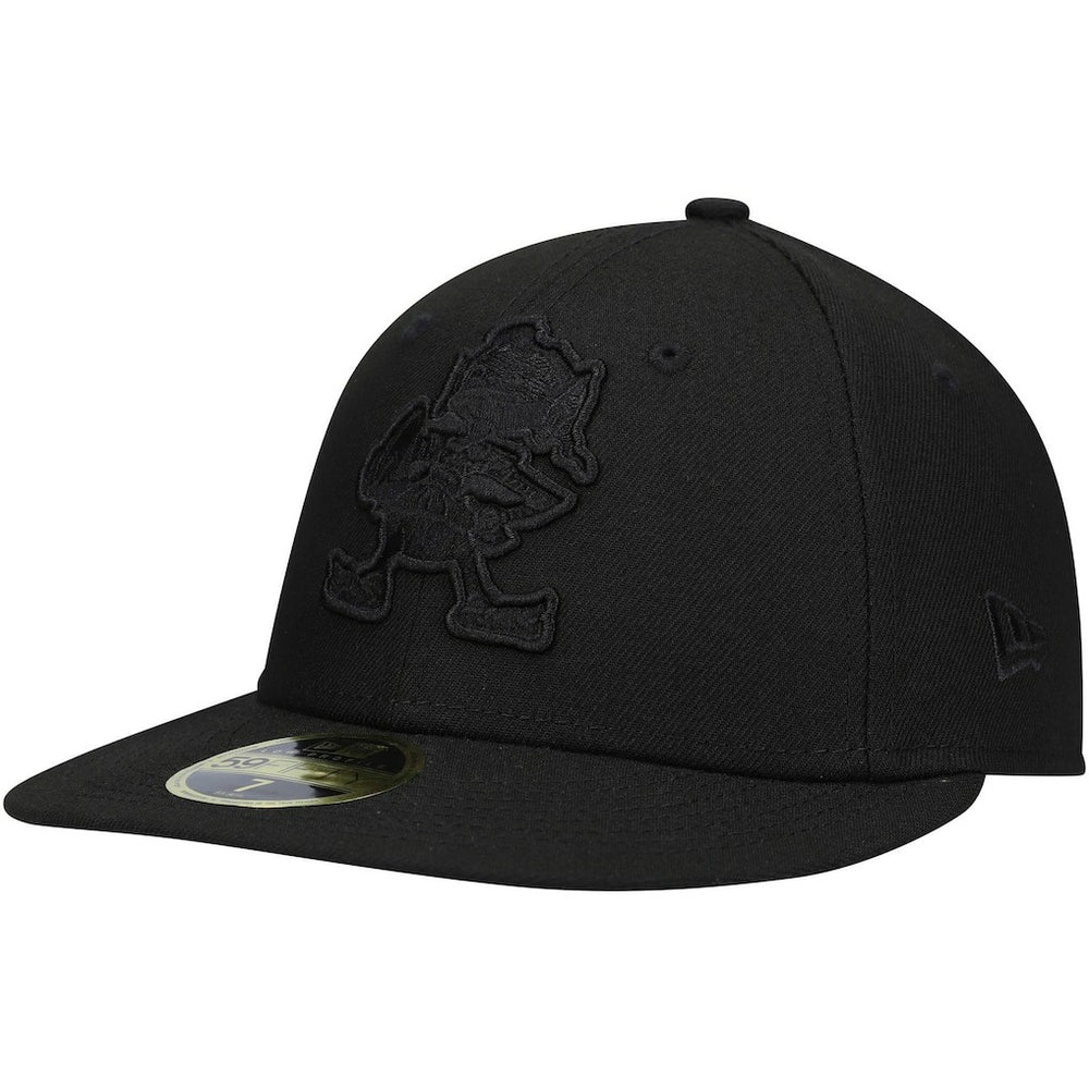 Cleveland Browns New Era Historic Logo Black on Black Low Profile 59FIFTY II Fitted Hat - Black Hats