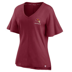 Washington Football Team Women's Southpaw Flutter V-Neck T-Shirt - Burgundy T-shirts