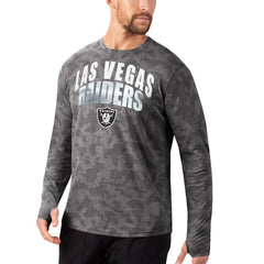 Las Vegas Raiders MSX by Michael Strahan Camo Performance Long Sleeve T-Shirt - Black T-shirts