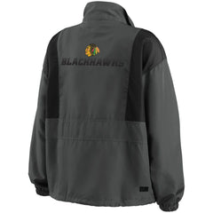 Chicago Blackhawks WEAR by Erin Andrews Women's Popover Packable Half-Zip Jacket - Charcoal | US 4360050