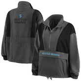 Seattle Kraken WEAR by Erin Andrews Women's Popover Packable Half-Zip Jacket - Charcoal | US 4360066