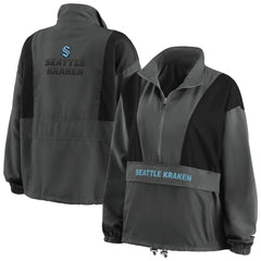 Seattle Kraken WEAR by Erin Andrews Women's Popover Packable Half-Zip Jacket - Charcoal | US 4360066