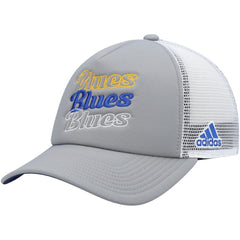 St. Louis Blues adidas Women's Foam Trucker Snapback Hat - Gray/White | US 4360315