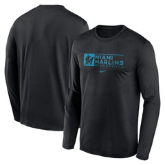 Miami Marlins Nike Authentic Collection Performance Long Sleeve T-Shirt - Black T-shirts