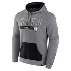 Brooklyn Nets Off The Bench Color Block Pullover Hoodie Heathered Gray - Fanatics