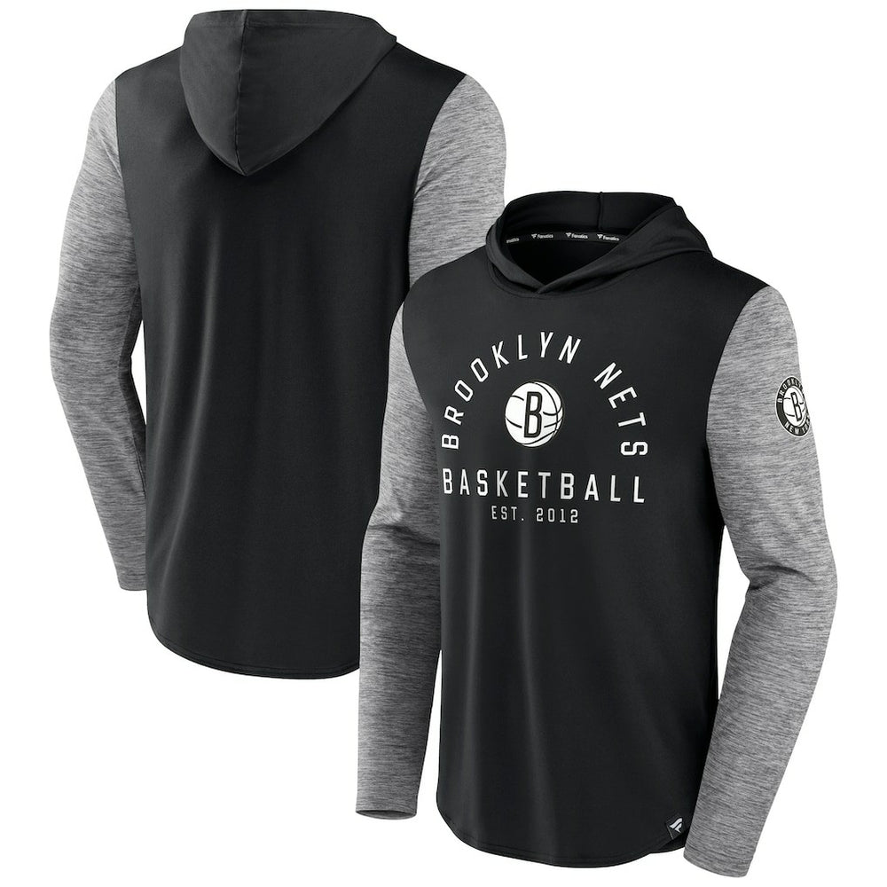 Brooklyn Nets Deep Rotation Performance Pullover Hoodie Black/Heathered Charcoal - Fanatics