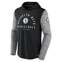 Brooklyn Nets Deep Rotation Performance Pullover Hoodie Black/Heathered Charcoal - Fanatics