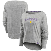 Los Angeles Lakers Women's Nostalgia Off-The-Shoulder Long Sleeve T-Shirt Heathered Gray - Fanatics