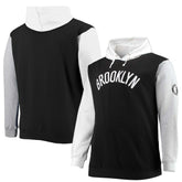 Brooklyn Nets Big & Tall Double Contrast Pullover Hoodie Black/White - Fanatics